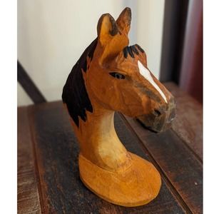 Wooden Carved Horse Glasses Holder